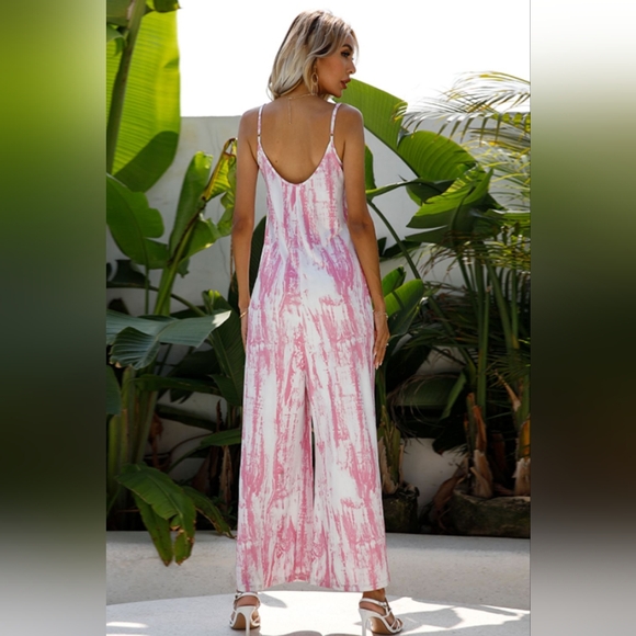 Tie-Dye Pink & White Cami Romper - Picture 2 of 7